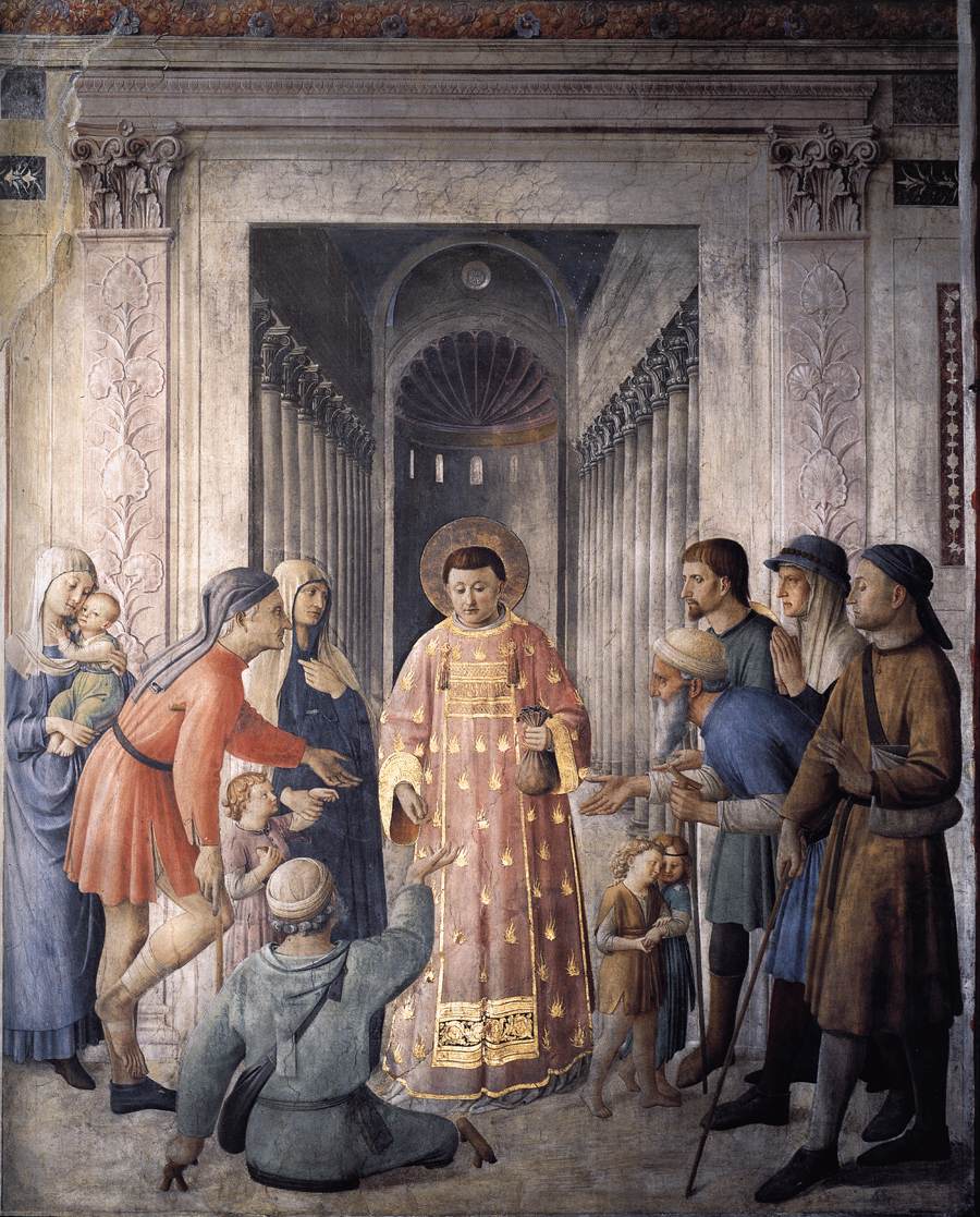 San Lorenzo distribuisce le elemosine