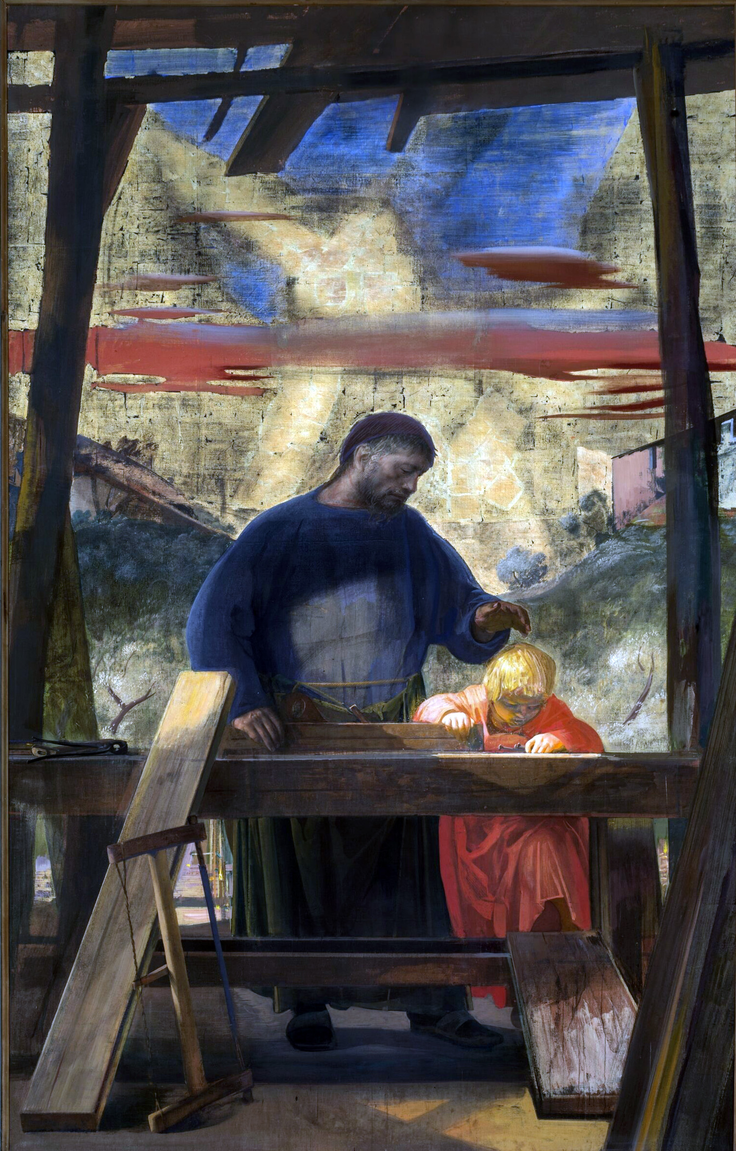 Giuseppe falegname con Gesù Bambino