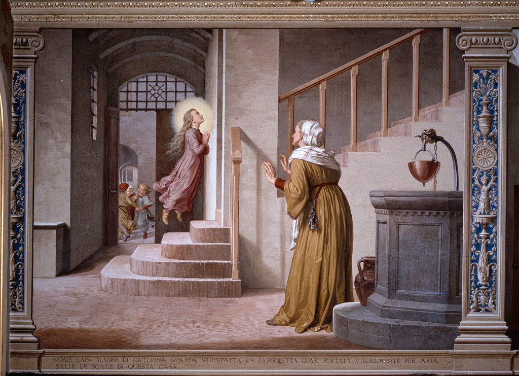 La madre di S. Caterina, Monna Lapa Piacenti, vede la figlia salire le scale sospesa in aria