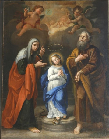 Maria Immacolata bambina con i SS. Gioacchino ed Anna