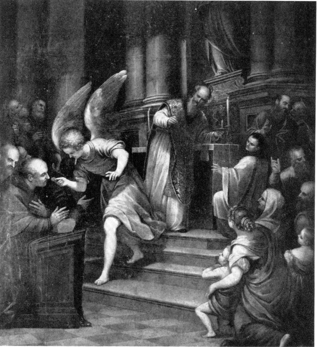 San Bonaventura riceve la comunione da un angelo