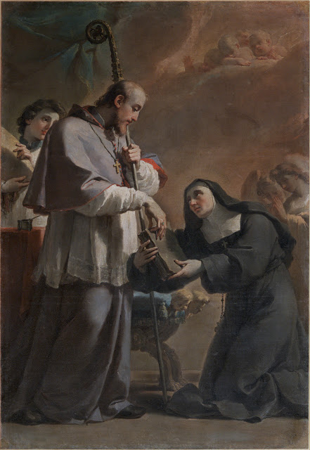 San Francesco di Sales consegna le costituzioni a S. Francesca di Chantal