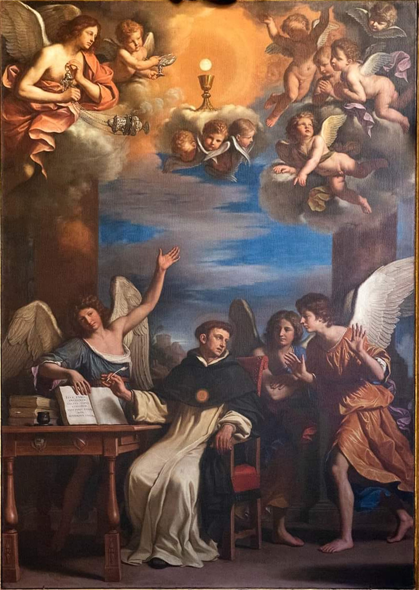 San Tommaso d’Aquino scrive assistito dagli angel