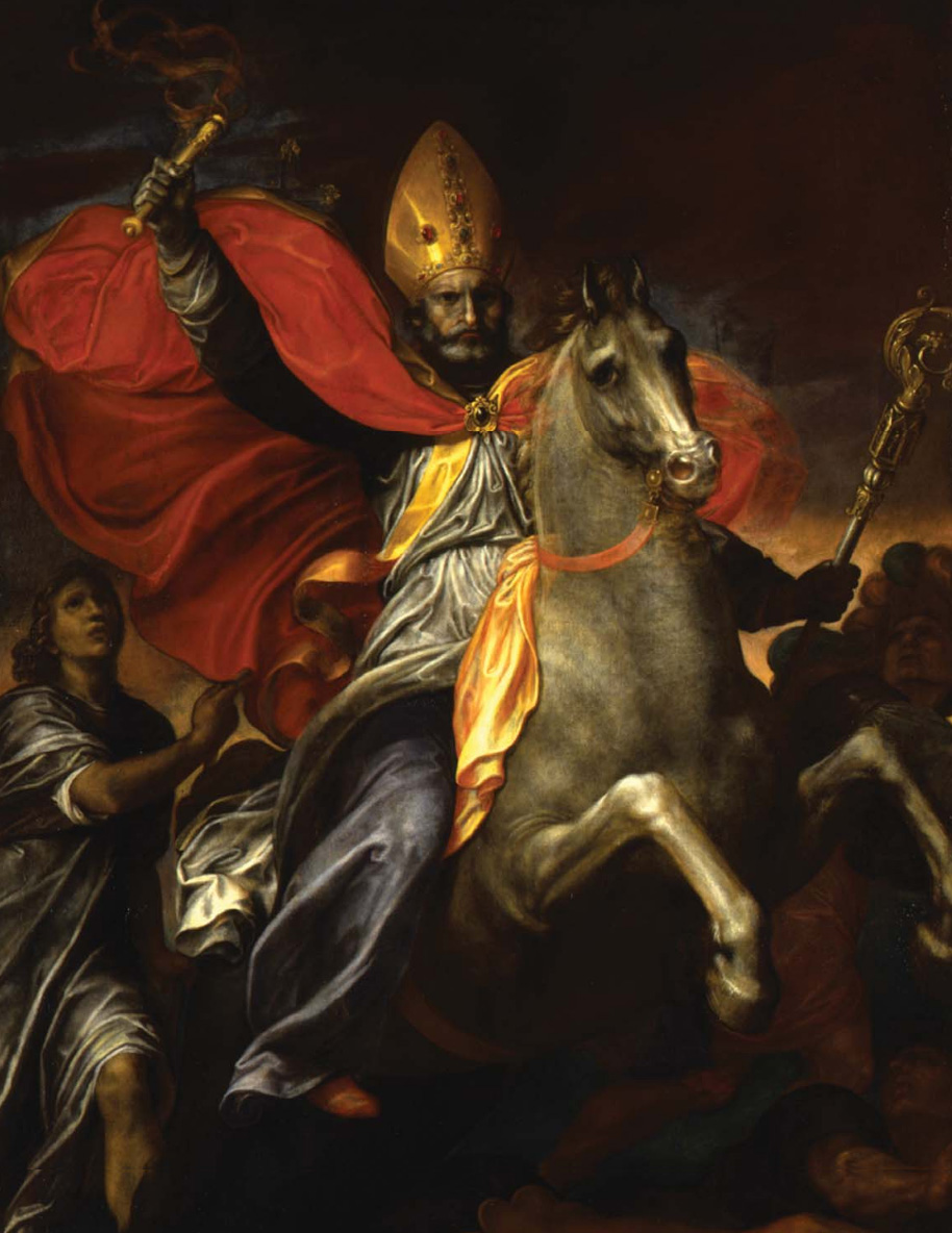 Sant'Ambrogio a cavallo scaccia gli ariani