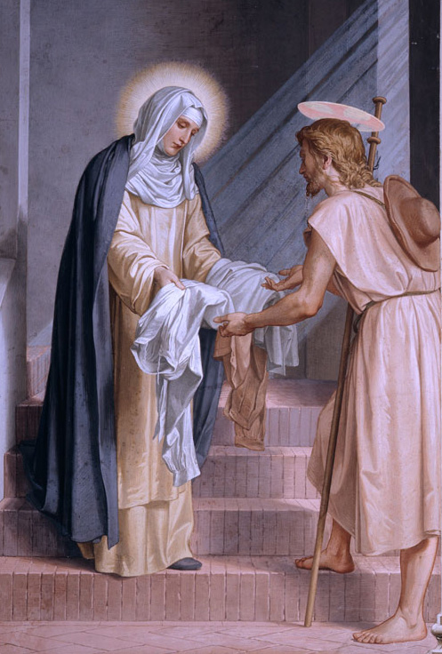 S. Caterina dona il mantello a Gesù sotto le sembianze di un povero pellegrino